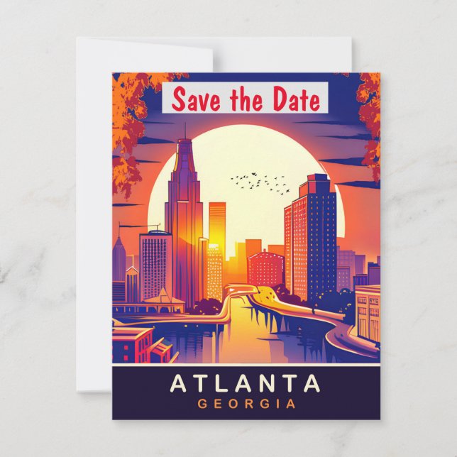 Atlanta Georgia Strand Sol bröllopsinbjudan Spara Datumet (Framsida)