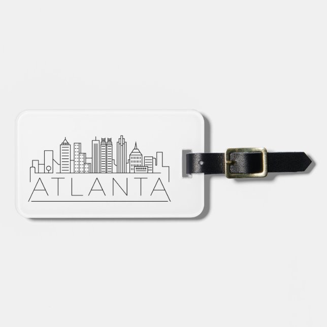 Atlanta, Georgia Stylized Skyline Luggage Tag Bagagebricka (Horisontell Framsida)