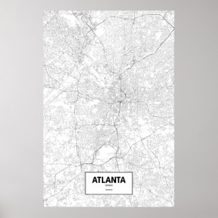 Atlanta Georgia (svarten på vit) Poster