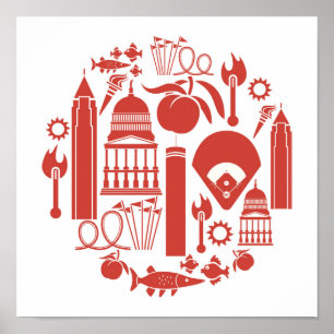 Atlanta Georgia symboler Poster