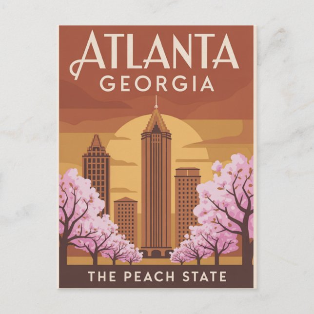 Atlanta Georgia The Peach State Vykort (Framsida)