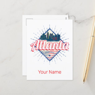 Atlanta Georgia United Stater Retro Skyline Helg Vykort