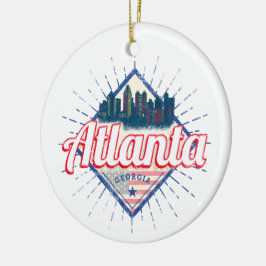 Atlanta Georgia United Stater Retro Skyline Julgransprydnad Keramik