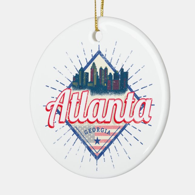Atlanta Georgia United Stater Retro Skyline Julgransprydnad Keramik (Vänster)