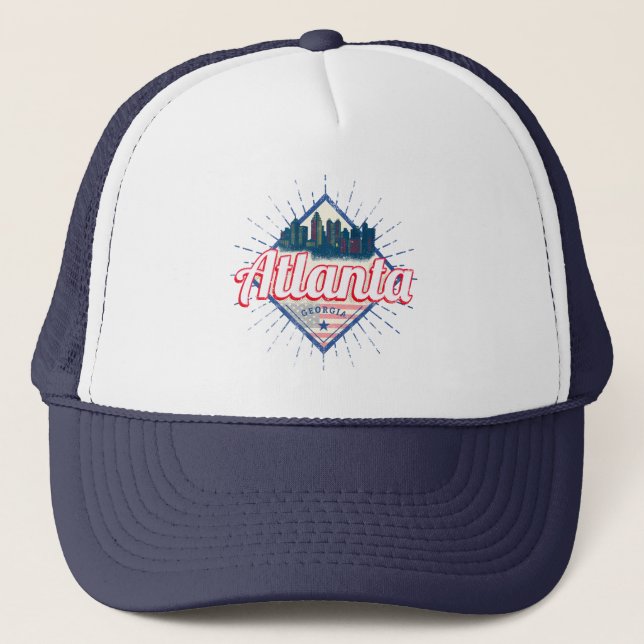 Atlanta Georgia United Stater Retro Skyline Keps (Framsida)