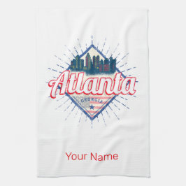 Atlanta Georgia United Stater Retro Skyline Kökshandduk