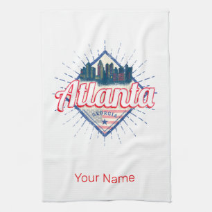 Atlanta Georgia United Stater Retro Skyline Kökshandduk