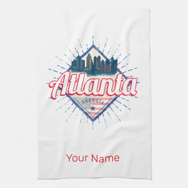 Atlanta Georgia United Stater Retro Skyline Kökshandduk (Vertikal)