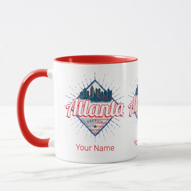 Atlanta Georgia United Stater Retro Skyline Mugg (Vänster)