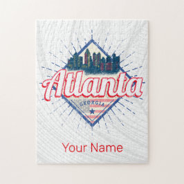 Atlanta Georgia United Stater Retro Skyline Pussel