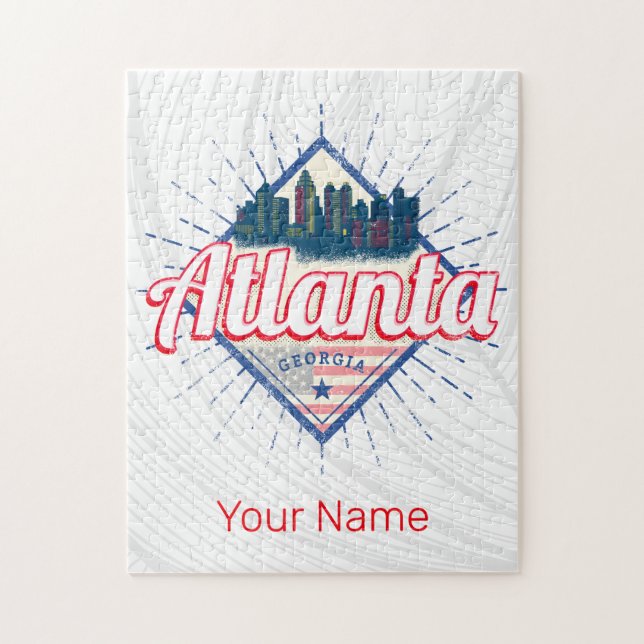 Atlanta Georgia United Stater Retro Skyline Pussel (Vertikal)