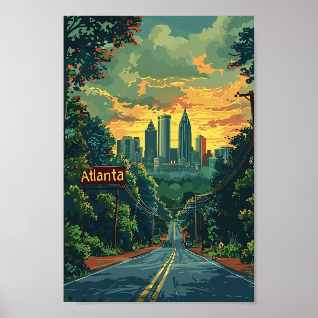 Atlanta Georgia USA Berömd Travel Ställe Poster (Framsidan)