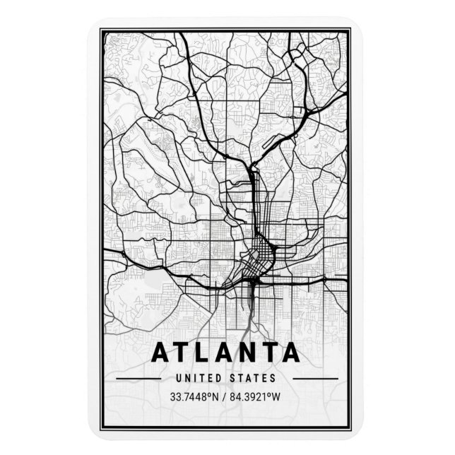 Atlanta Georgia USA City Travel City Karta Magnet (Vertikal)