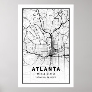 Atlanta Georgia USA City Travel City Karta Poster