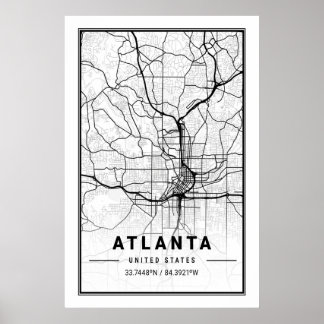 Atlanta Georgia USA City Travel City Karta Poster