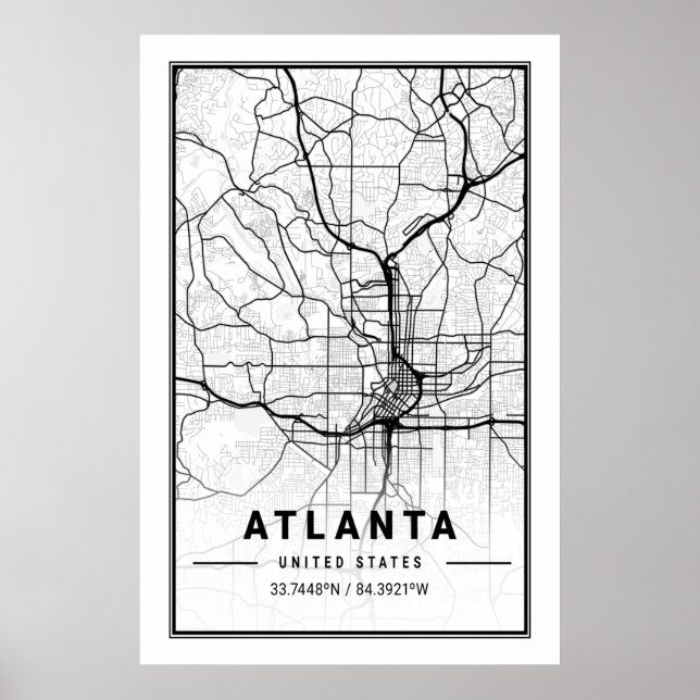Atlanta Georgia USA City Travel City Karta Poster (Framsidan)