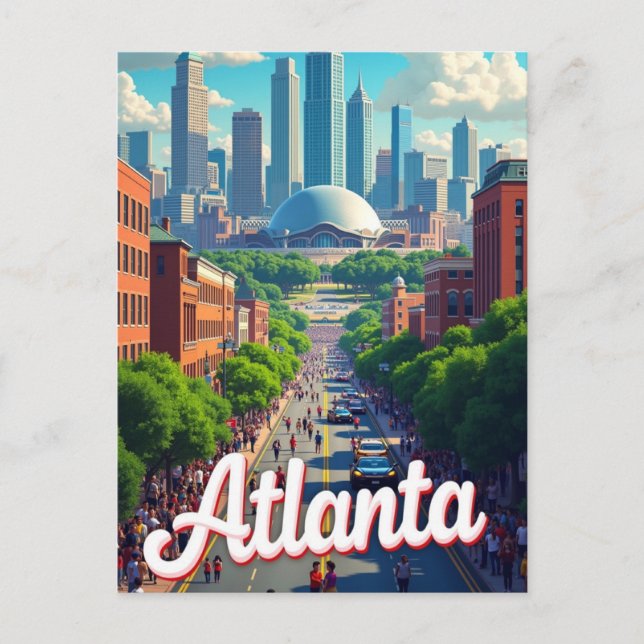 Atlanta Georgia USA Famous Travel Place Vykort (Framsida)