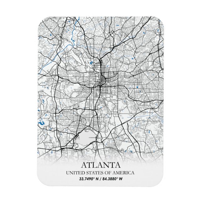 Atlanta Georgia USA Travel City Karta Magnet (Vertikal)