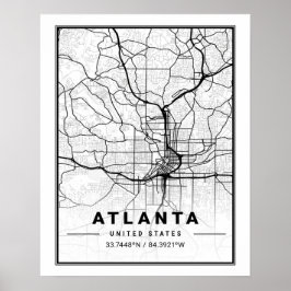 Atlanta Georgia USA Travel City Karta Poster