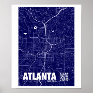 Atlanta, Georgia, USA Travel City Karta Poster