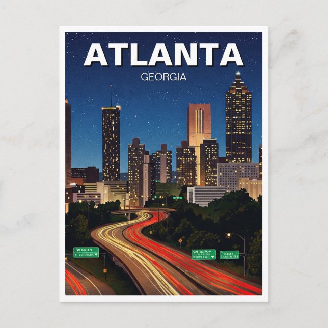 Atlanta Georgia vid Nattresor Vykort (Framsida)