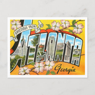 Atlanta, Georgia Vintage Big Brev vycard Vykort