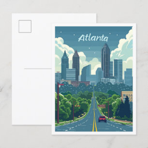 Atlanta Georgia Vintage resor Illustration Vykort