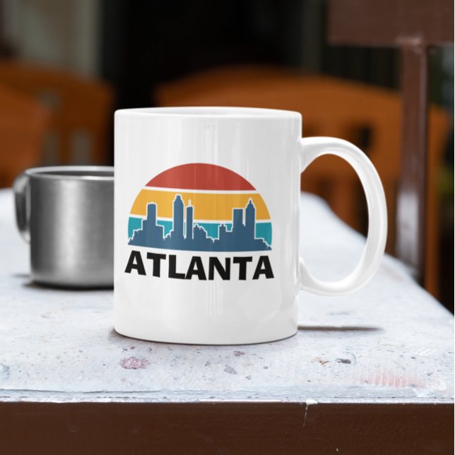Atlanta Georgia Vintage Sunset Cityscape Kaffemugg (Atlanta Georgia Retro Sunset Coffee Mug)
