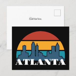Atlanta Georgia Vintage Sunset Cityscape Vykort