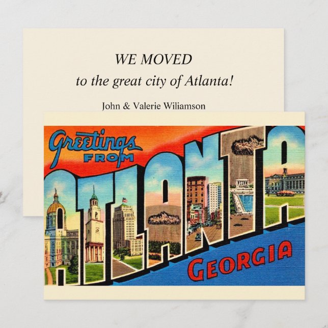 Atlanta Georgia Vintage vykort (Fram/baksida)