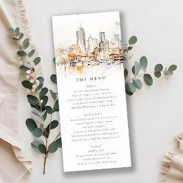 Atlanta Georgia Watercolor Ligcape Bröllop Menu Inbjudningar