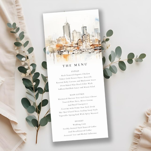 Atlanta Georgia Watercolor Ligcape Bröllop Menu Inbjudningar (Skapare uppladdad)