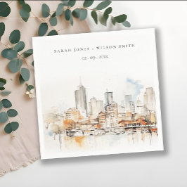 Atlanta Georgia Watercolor liggande Bröllop Pappersservett