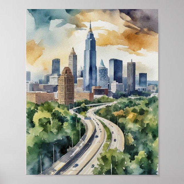 Atlanta Georgia Watercolor Poster (Framsidan)