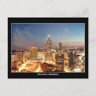 Atlanta, Georgien på natten - Vackra Skyline Vykort
