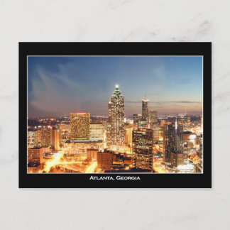 Atlanta, Georgien på natten - Vackra Skyline Vykort
