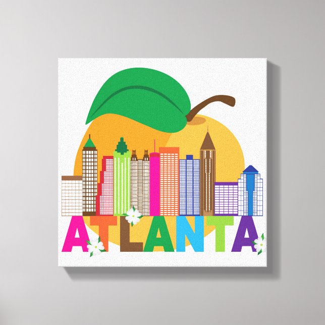 Atlanta, Georgien | Peach Skyline Canvastryck (Framsida)