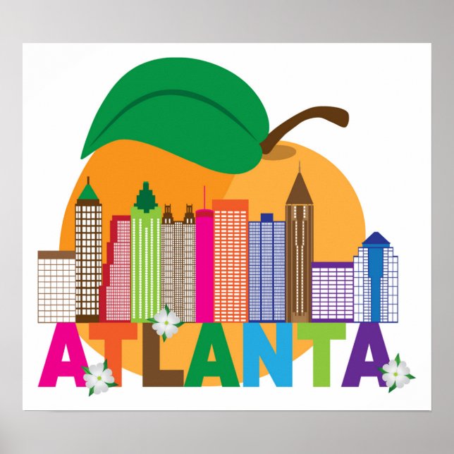 Atlanta, Georgien | Peach Skyline Poster (Framsidan)