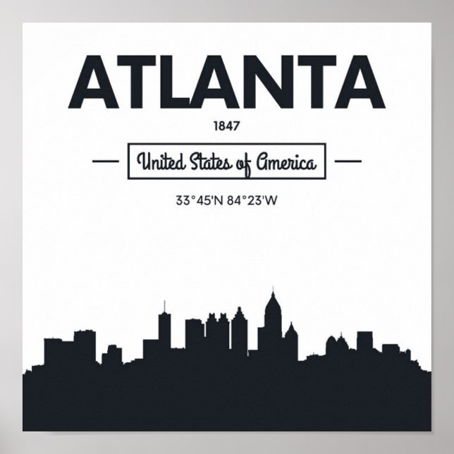 Atlanta, Georgien | Stadskoordinater Poster (Framsidan)