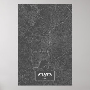 Atlanta, Georgien (vit på svart) Poster
