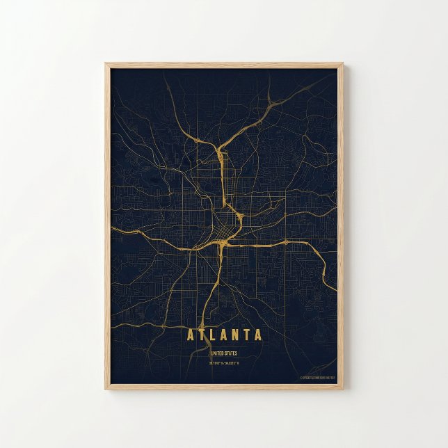 Atlanta Gold Map Print Georgia Wallart Poster Gift (Skapare uppladdad)