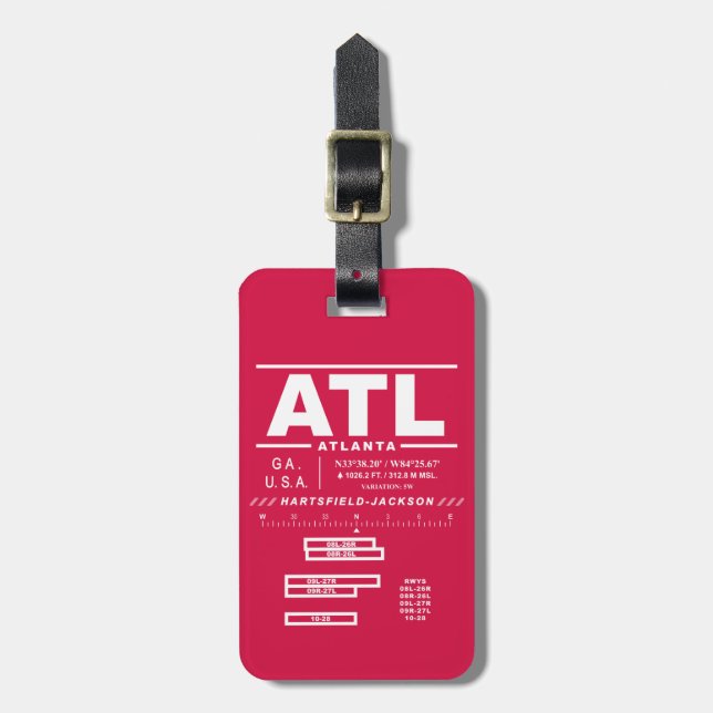 Atlanta Internationell flygplats ATL Luggage Tag Bagagebricka (Vertikal Framsida)