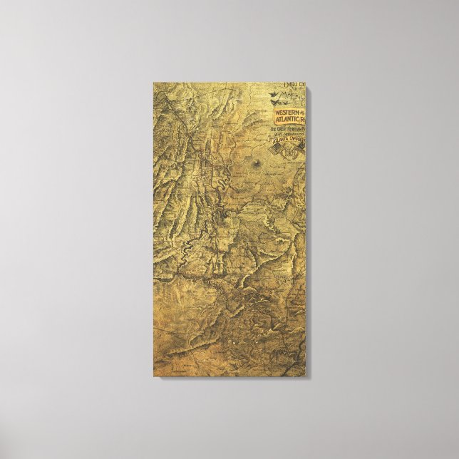 Atlanta Kampanj - Civil Krig Panoramic Karta Canvastryck (Framsida)