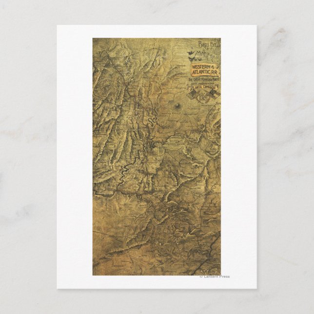 Atlanta Kampanj - Civil Krig Panoramic Karta Vykort (Framsida)