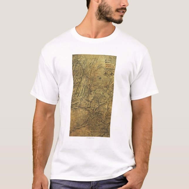 Atlanta kampanj - panorama- karta för inbördeskrig tee (Framsida)