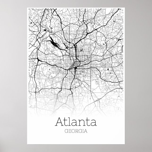 Atlanta Karta - Georgia - City Karta Poster (Framsidan)