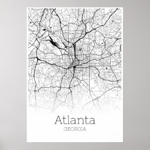 Atlanta karta - Georgia - stadskartaaffisch Poster