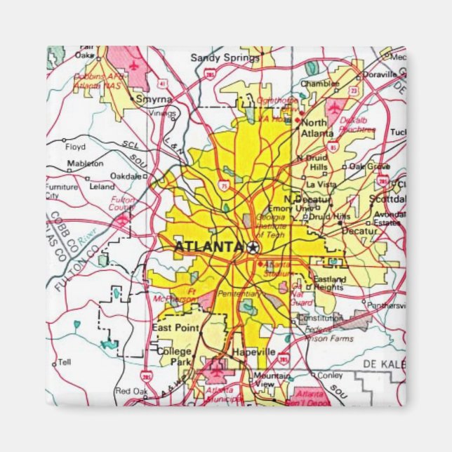 Atlanta Karta Magnet (Framsidan)