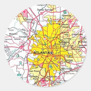Atlanta Karta Runt Klistermärke