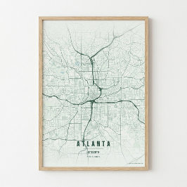 Atlanta Karttryck Georgia Skog Wallart Affisch